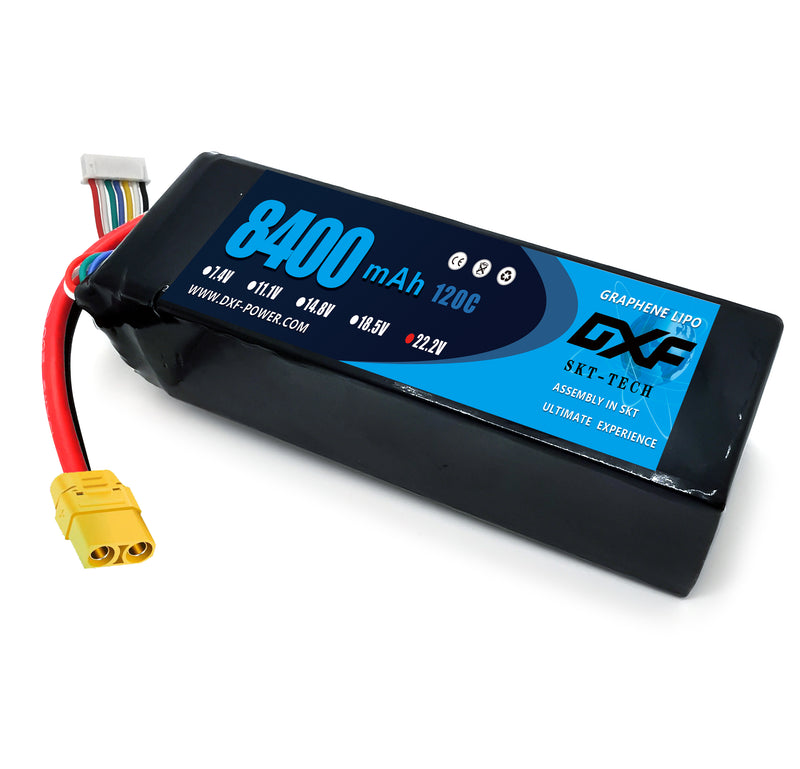 (CN)DXF 6S Lipo Battery 22.2V 120C 8400mAh Soft Case Battery with EC5 XT90 Connector for Car Truck Tank RC Buggy Truggy Racing Hobby