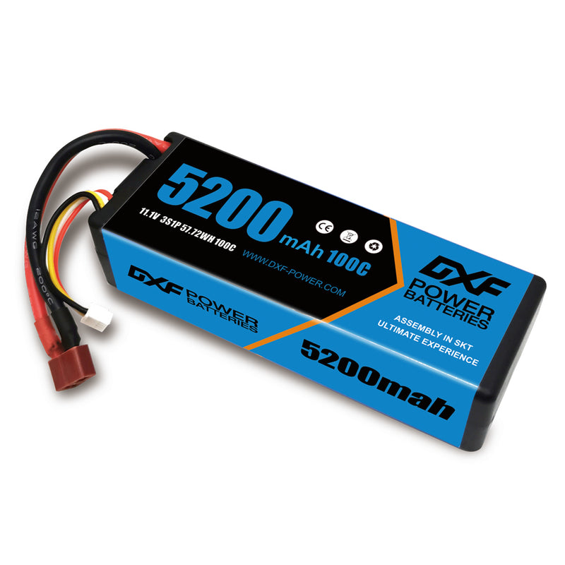 (EU)DXF Lipo Battery 3S 11.1V 5200MAH 100C Blue Series Graphene lipo Hardcase with Deans Plug for Rc 1/8 1/10 Buggy Truck Car Off-Road Drone