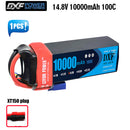 (CN)DXF 4S Lipo Battery 14.8V 10000mAh 100C 200C Deans/T XT90 EC5 for RC 1/8 1/10 Car Truck Tank Models XXMAX 8S Arrama