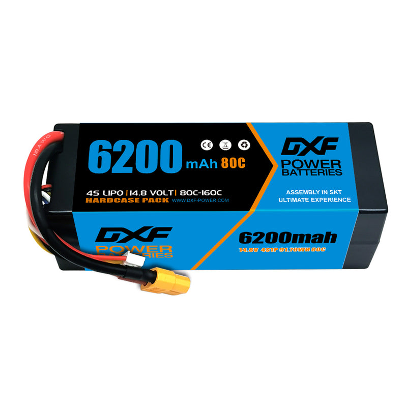 (FR)DXF Lipo Battery 4S 14.8V 6200MAH 80C  lipo Hardcase  XT90 Plug for Rc 1/8 1/10 Buggy Truck Car Off-Road Drone
