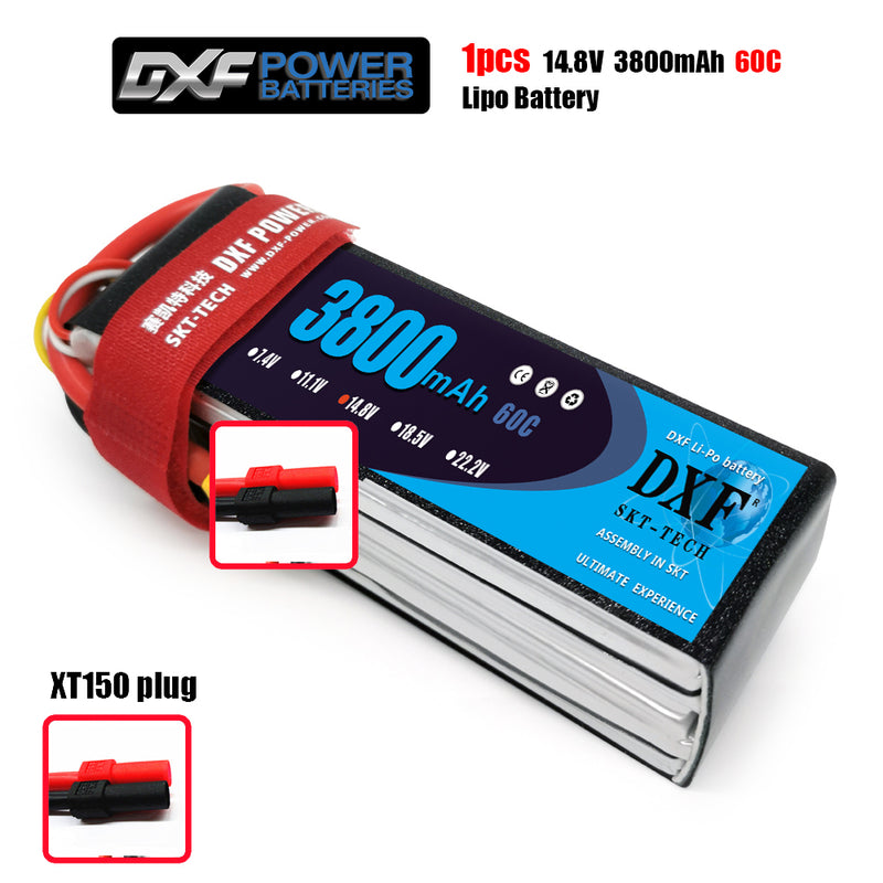 (CN)DXF 4S Lipo Battery 14.8V 60C 3800mAh Soft Case Battery with EC5 XT90 Connector for Car Truck Tank RC Buggy Truggy Racing Hobby
