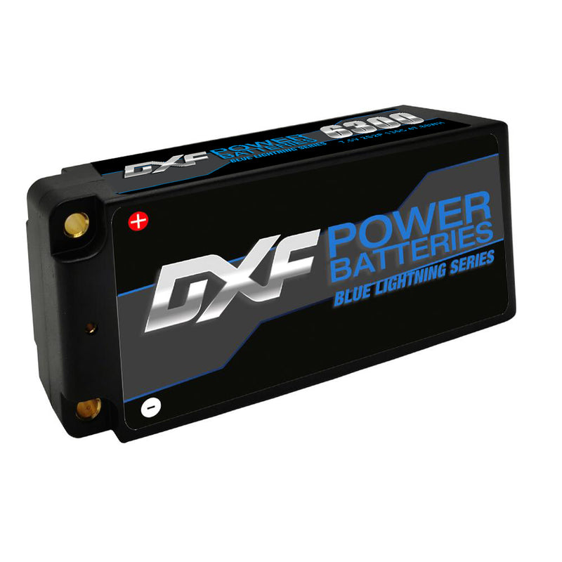 (GE)DXF Lipo Battery 2S 7.6V 6300mAh 130C/260C Shorty 5MM Hardcase Battery Graphene Battery for Rc Truck Drone 1/10 1/8 Scale Traxxas Slash 4x4 RC Car Buggy truggy