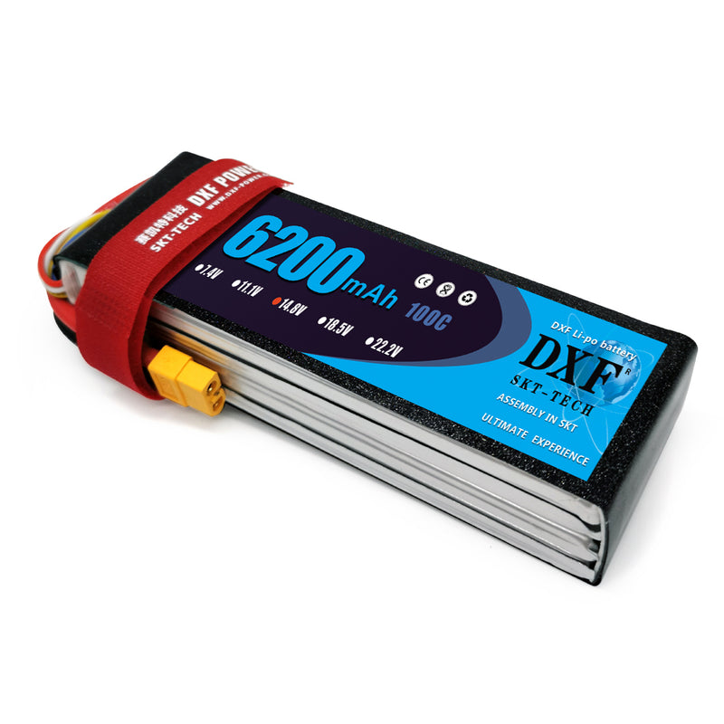 (CN)DXF 4S Lipo Battery 14.8V 100C 6200mAh Soft Case Battery with EC5 XT90 Connector for Car Truck Tank RC Buggy Truggy Racing Hobby