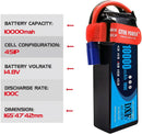 (CN)DXF 4S Lipo Battery 14.8V 10000mAh 100C 200C Deans/T XT90 EC5 for RC 1/8 1/10 Car Truck Tank Models XXMAX 8S Arrama