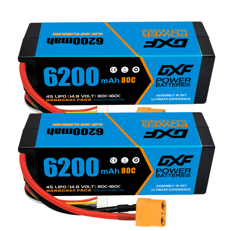 (FR)DXF Lipo Battery 4S 14.8V 6200MAH 80C  lipo Hardcase  XT90 Plug for Rc 1/8 1/10 Buggy Truck Car Off-Road Drone