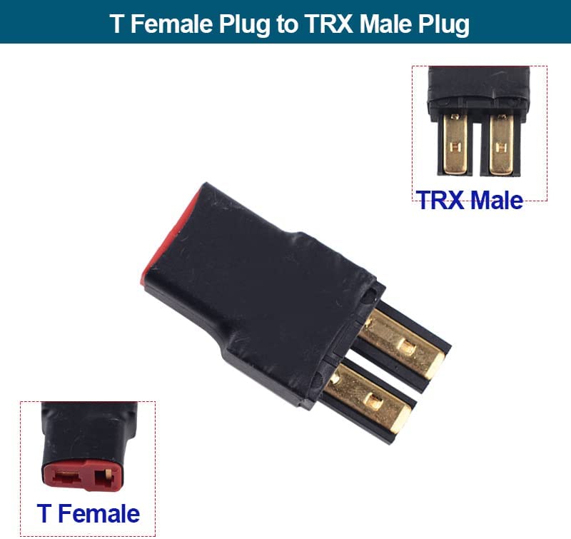 (FR)DXF 2 Pair Male to Female TRX Female Deans to Male TRX Traxxas Connector Wireless Adapter for RC Charger (Pack of 4)