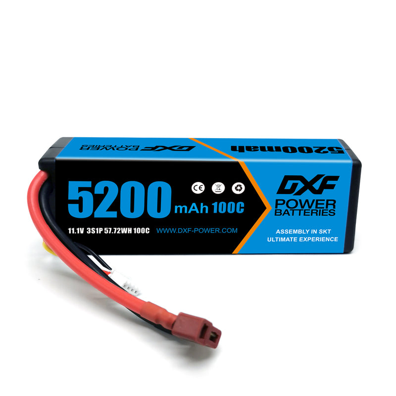 (ES)DXF Lipo Battery 3S 11.1V 5200MAH 100C Blue Series Graphene lipo Hardcase with Deans Plug for Rc 1/8 1/10 Buggy Truck Car Off-Road Drone
