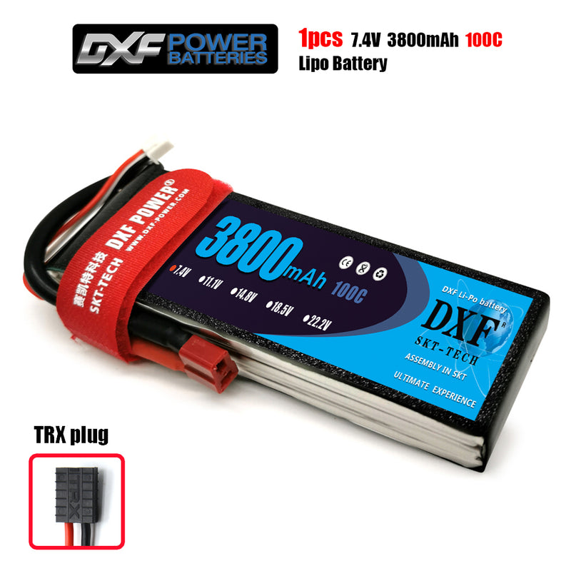 (CN)DXF 2S Lipo Battery 7.4V 100C 3800mAh Soft Case Battery with EC5 XT90 Connector for Car Truck Tank RC Buggy Truggy Racing Hobby