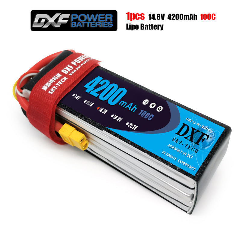 (CN)DXF 4S Lipo Battery 14.8V 100C 4200mAh Soft Case Battery with EC5 XT90 Connector for Car Truck Tank RC Buggy Truggy Racing Hobby