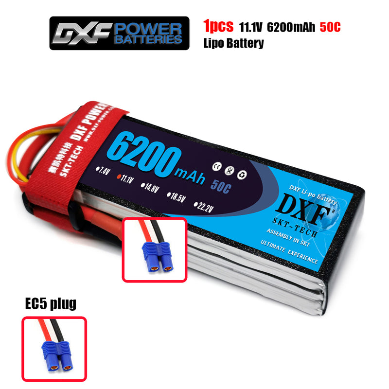 (CN)DXF 3S Lipo Battery 11.1V 50C  6200mAh Soft Case Battery with EC5 XT90 Connector for Car Truck Tank RC Buggy Truggy Racing Hobby
