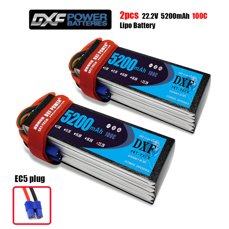 (CN)DXF 6S Lipo Battery 22.2V 80C 6200mAh Soft Case Battery with EC5 XT90 Connector for Car Truck Tank RC Buggy Truggy Racing Hobby