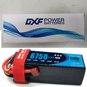 (USA)DXF Lipo Battery 4S 14.8V 6750mAh 100C/200C SoftCase Graphene Lipo Battery for RC HPI HSP 1/8 1/10 Buggy RC Car Truck