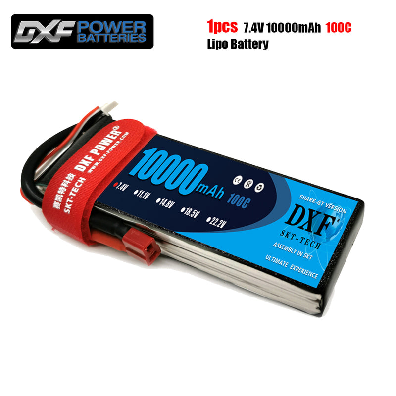 (CN)DXF 2S Lipo Battery 7.4V 100C10000mAh Soft Case Battery with EC5 XT90 Connector for Car Truck Tank RC Buggy Truggy Racing Hobby