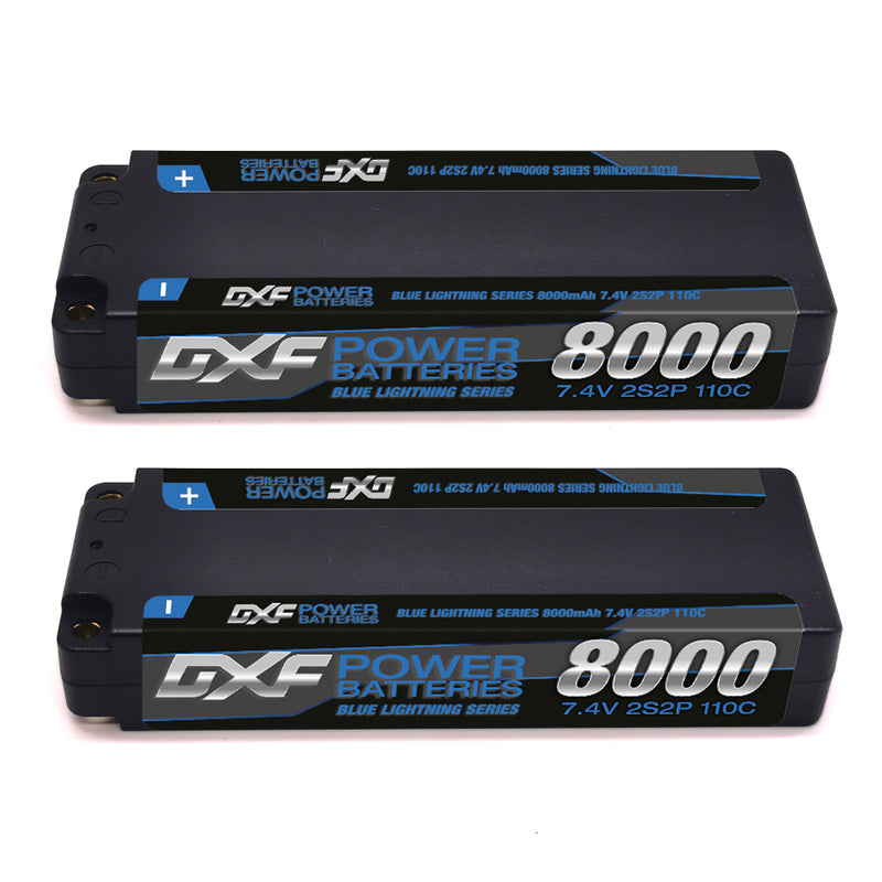 (GE)DXF Lipo Battery 2S 7.4V 8000mAh 110C/220C Hardcase Battery Graphene 5MM Battery for Rc Truck Drone 1/10 1/8 Scale Traxxas Slash 4x4 RC Car Buggy truggy