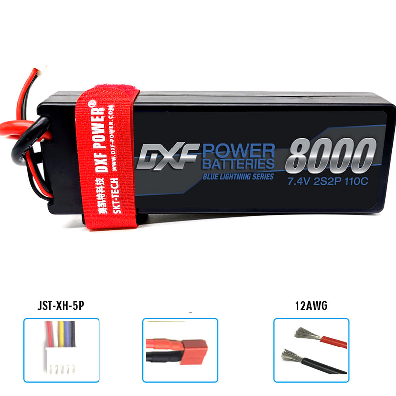 (GE)DXF Lipo Battery 2S 7.4V 8000mAh 110C/220C Hardcase Battery Graphene Battery for Rc Truck Drone 1/10 1/8 Scale Traxxas Slash 4x4 RC Car Buggy truggy