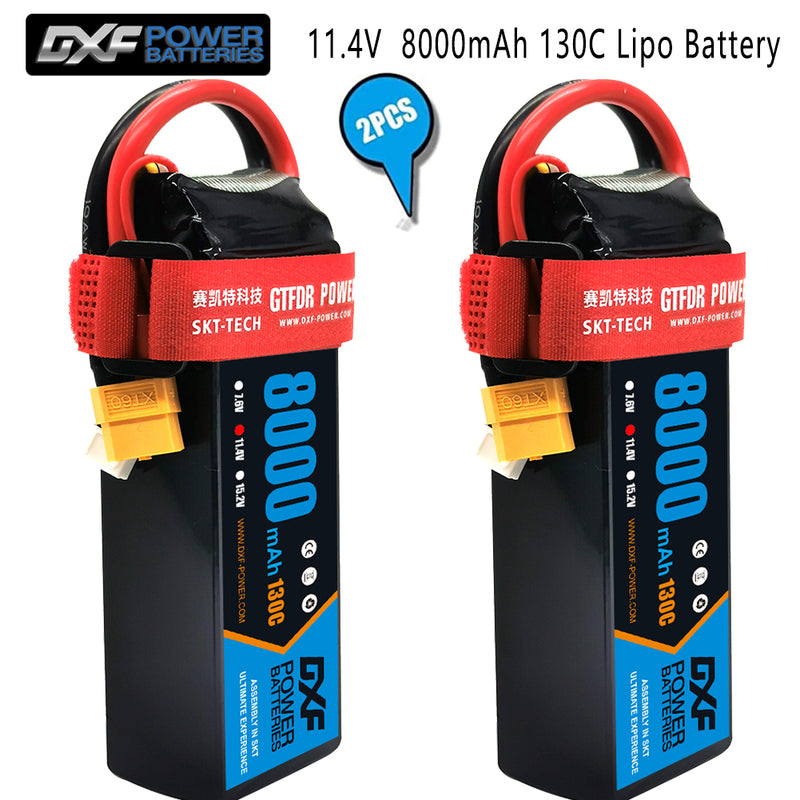(CN)DXF 3S Lipo Battery 11.4V 130C 8000mAh Soft Case Battery with EC5 XT90 Connector for Car Truck Tank RC Buggy Truggy Racing Hobby