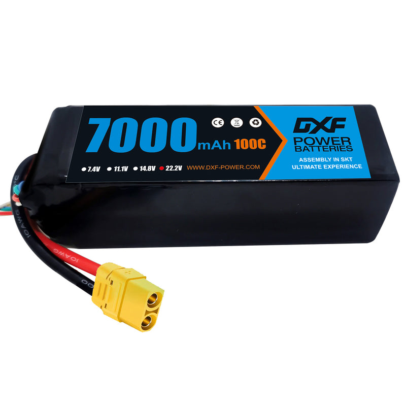 (GE)DXF 6S Lipo Battery 22.2V 100C 7000mAh Soft Case Battery with XT90 Connector for Car Truck Tank RC Buggy Truggy Racing Hobby