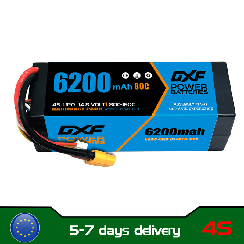 (IT)DXF Lipo Battery 4S 14.8V 6200MAH 80C  lipo Hardcase  XT90 Plug for Rc 1/8 1/10 Buggy Truck Car Off-Road Drone