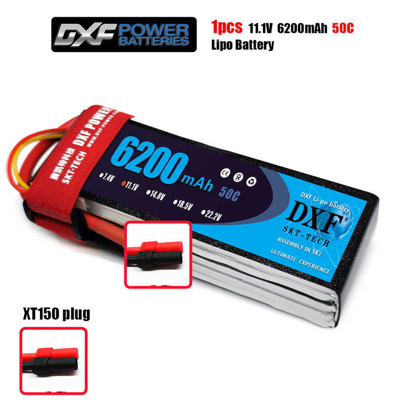 (CN)DXF 3S Lipo Battery 11.1V 50C  6200mAh Soft Case Battery with EC5 XT90 Connector for Car Truck Tank RC Buggy Truggy Racing Hobby