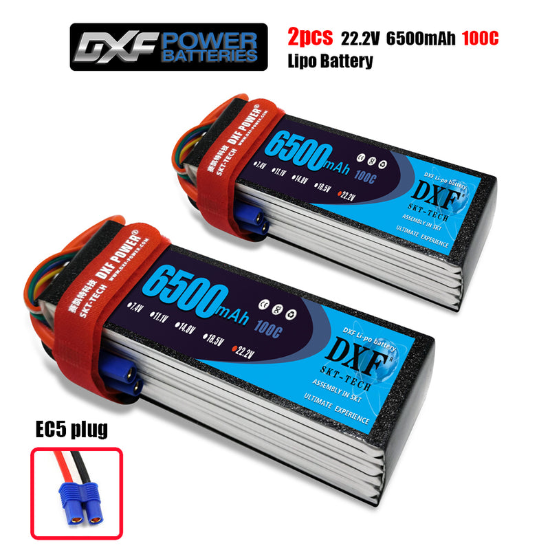 (CN)DXF 6S Lipo Battery 22.2V 100C 6500mAh Soft Case Battery with EC5 XT90 Connector for Car Truck Tank RC Buggy Truggy Racing Hobby