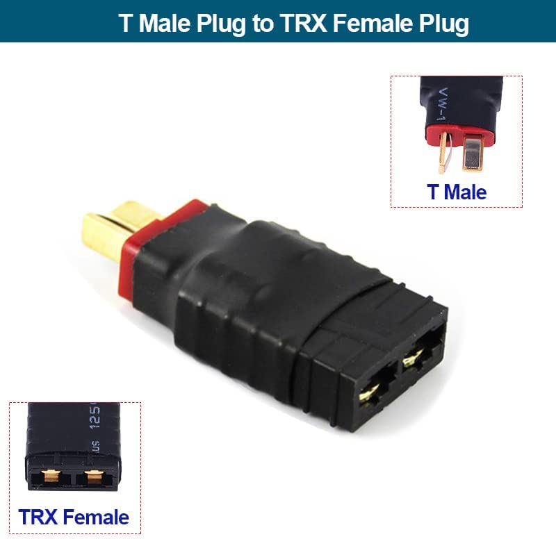 (FR)DXF 2 Pair Male to Female TRX Female Deans to Male TRX Traxxas Connector Wireless Adapter for RC Charger (Pack of 4)