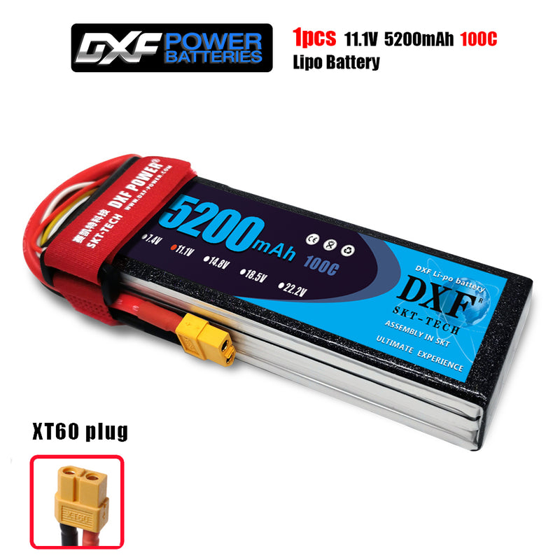 (CN)DXF 3S Lipo Battery 11.1V 100C 5200mAh Soft Case Battery with EC5 XT90 Connector for Car Truck Tank RC Buggy Truggy Racing Hobby