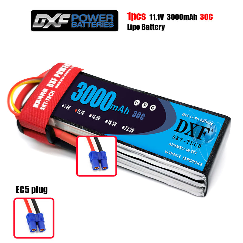 (CN)DXF 3S Lipo Battery 11.1V 30C 3000mAh Soft Case Battery with EC5 XT90 Connector for Car Truck Tank RC Buggy Truggy Racing Hobby
