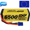 (USA)DXF Lipo Battery 4S 14.8V 6500MAH 100C GoldSeries Graphene lipo Hardcase with EC5 and XT90 Plug for Rc 1/8 1/10 Buggy Truck Car Off-Road Drone