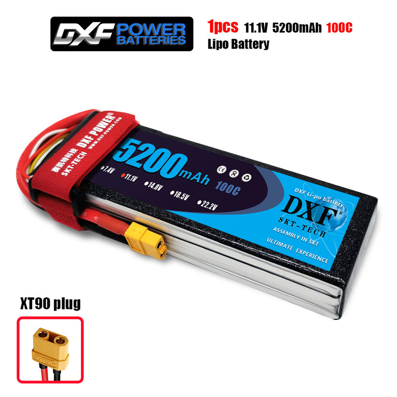(CN)DXF 3S Lipo Battery 11.1V 80C 6200mAh Soft Case Battery with EC5 XT90 Connector for Car Truck Tank RC Buggy Truggy Racing Hobby