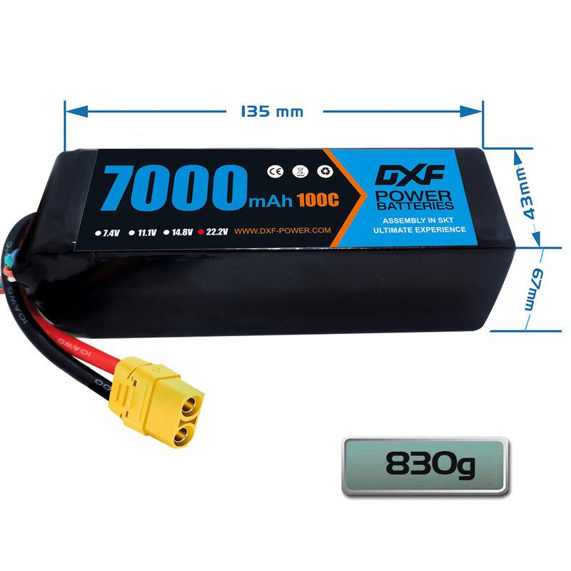 (GE)DXF 6S Lipo Battery 22.2V 100C 7000mAh Soft Case Battery with XT90 Connector for Car Truck Tank RC Buggy Truggy Racing Hobby