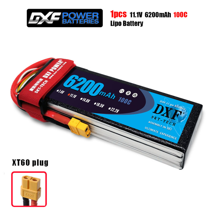 (CN)DXF 3S Lipo Battery 11.1V 100C 6500mAh Soft Case Battery with EC5 XT90 Connector for Car Truck Tank RC Buggy Truggy Racing Hobby