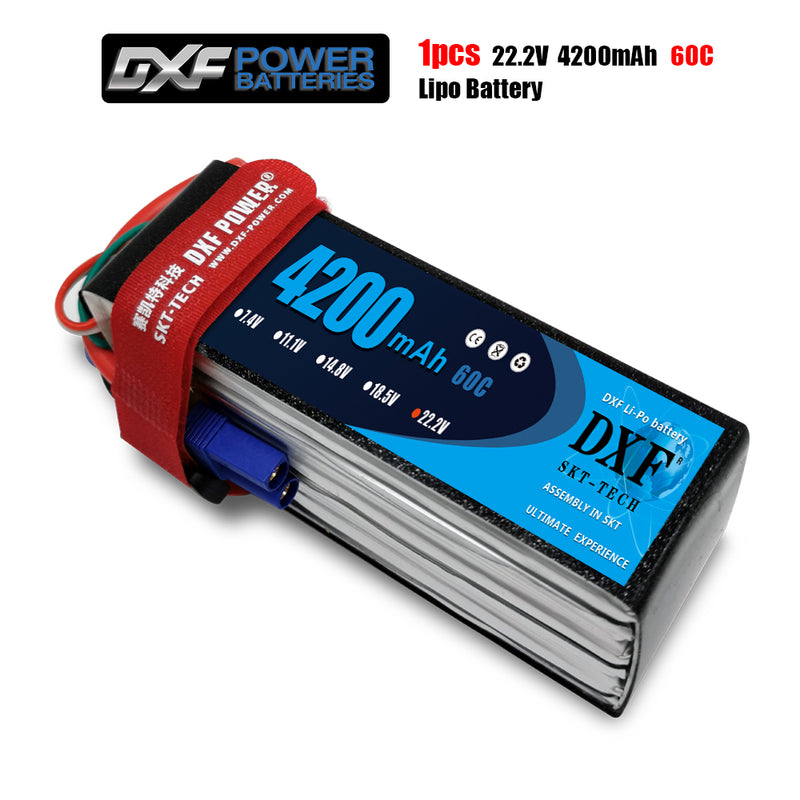 (CN)DXF 6S Lipo Battery 22.2V 60C 4200mAh Soft Case Battery with EC5 XT90 Connector for Car Truck Tank RC Buggy Truggy Racing Hobby