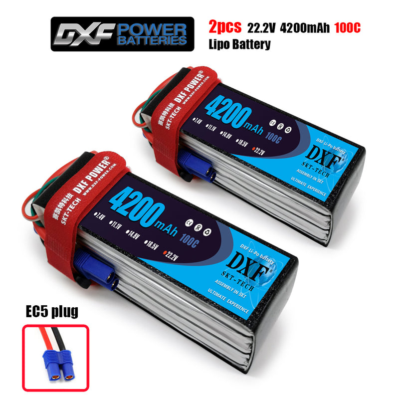 (CN)DXF 6S Lipo Battery 22.2V 100C 4200mAh Soft Case Battery with EC5 XT90 Connector for Car Truck Tank RC Buggy Truggy Racing Hobby