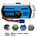 (USA)DXF Lipo Battery 4S 14.8V 5200mAh 60C/120C HardCase Lipo Battery for RC HPI HSP 1/8 1/10 Buggy RC Car Truck
