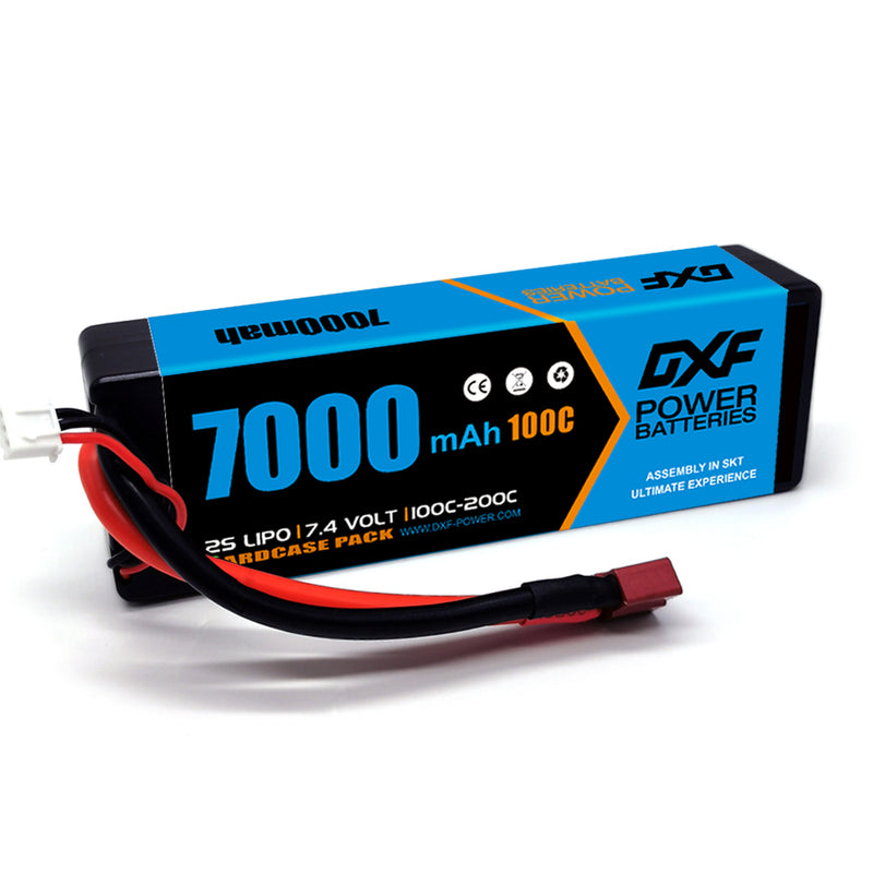 (FR)DXF Lipo Battery 2S 7.4V 7000mAh 100C/200C Hardcase Battery Graphene Battery Deans/T Plug for Rc Truck Drone 1/10 1/8 Scale Traxxas Slash 4x4 RC Car Buggy truggy
