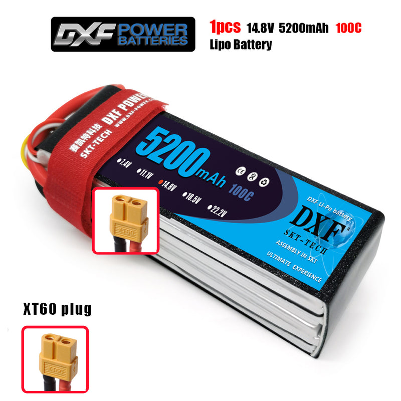 (CN)DXF 4S Lipo Battery 14.8V 100C 5200mAh Soft Case Battery with EC5 XT90 Connector for Car Truck Tank RC Buggy Truggy Racing Hobby