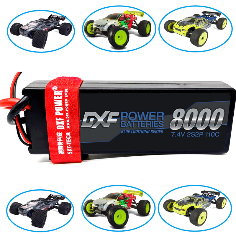 (EU)DXF Lipo Battery 2S 7.4V 8000mAh 110C/220C Hardcase Battery Graphene Battery for Rc Truck Drone 1/10 1/8 Scale Traxxas Slash 4x4 RC Car Buggy truggy