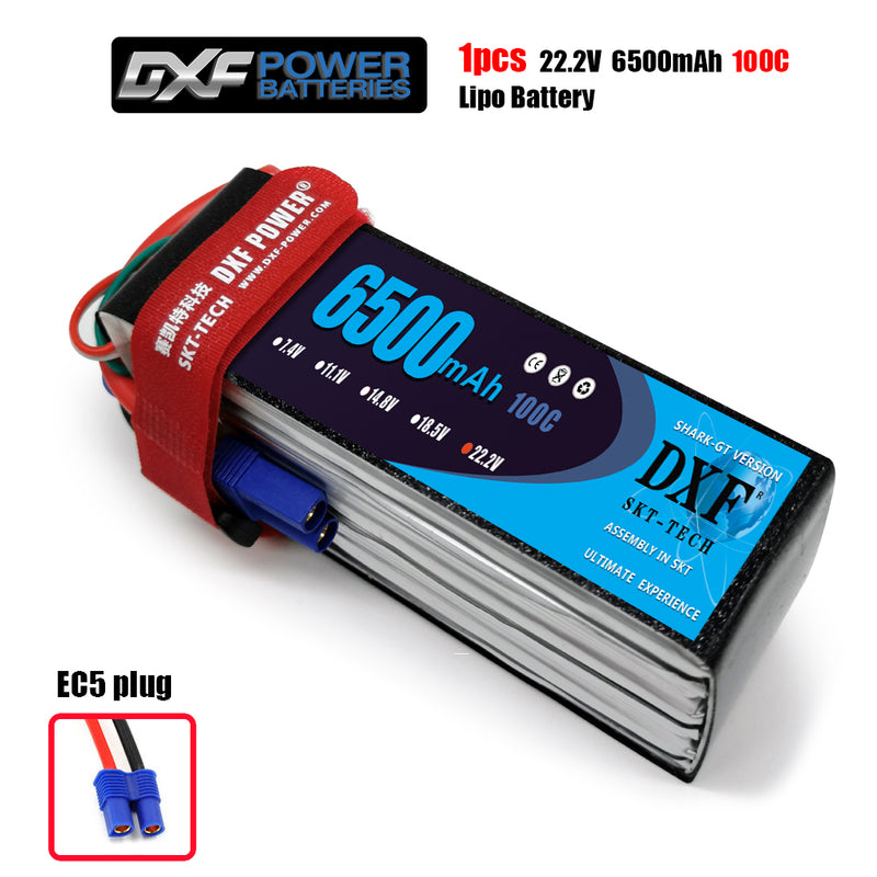 (CN)DXF 6S Lipo Battery 22.2V 100C6500mAh Soft Case Battery with EC5 XT90 Connector for Car Truck Tank RC Buggy Truggy Racing Hobby