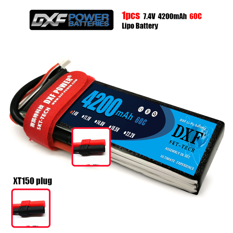 (CN)DXF 2S Lipo Battery 7.4V 60C 3800mAh Soft Case Battery with EC5 XT90 Connector for Car Truck Tank RC Buggy Truggy Racing Hobby