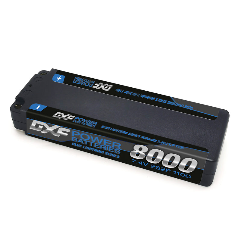 (ES)DXF Lipo Battery 2S 7.4V 8000mAh 110C/220C Hardcase Battery Graphene 5MM Battery for Rc Truck Drone 1/10 1/8 Scale Traxxas Slash 4x4 RC Car Buggy truggy