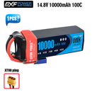 (CN)DXF 4S Lipo Battery 14.8V 10000mAh 100C 200C Deans/T XT90 EC5 for RC 1/8 1/10 Car Truck Tank Models XXMAX 8S Arrama