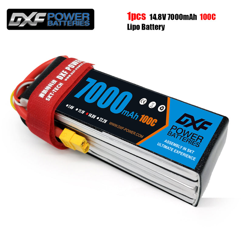 (CN)DXF 4S Lipo Battery 14.8V 100C7000mAh Soft Case Battery with EC5 XT90 Connector for Car Truck Tank RC Buggy Truggy Racing Hobby