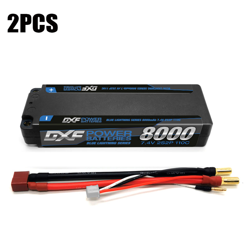 (PL)DXF Lipo Battery 2S 7.4V 8000mAh 110C/220C Hardcase Battery Graphene 5MM Battery for Rc Truck Drone 1/10 1/8 Scale Traxxas Slash 4x4 RC Car Buggy truggy