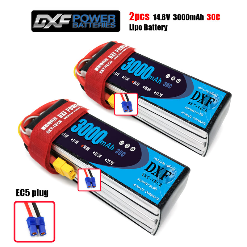 (CN)DXF 4S Lipo Battery 14.8V 30C 3000mAh Soft Case Battery with EC5 XT90 Connector for Car Truck Tank RC Buggy Truggy Racing Hobby