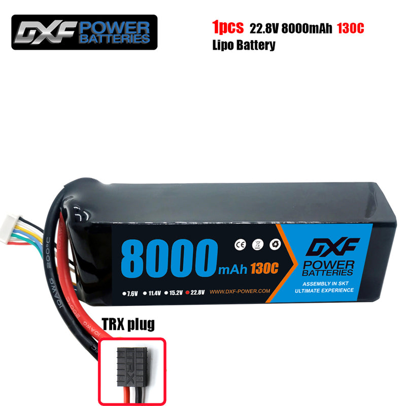 (CN)DXF 6S Lipo Battery 22.8V 130C 8000mAh Soft Case Battery with EC5 XT90 Connector for Car Truck Tank RC Buggy Truggy Racing Hobby