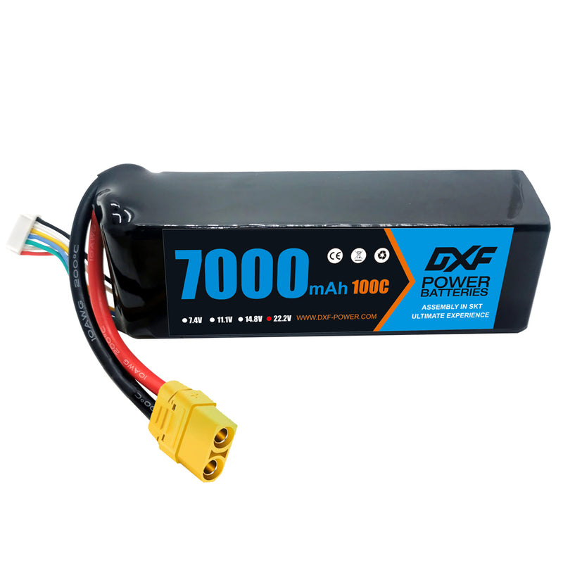 (EU)DXF 6S Lipo Battery 22.2V 100C 7000mAh Soft Case Battery with XT90 Connector for Car Truck Tank RC Buggy Truggy Racing Hobby