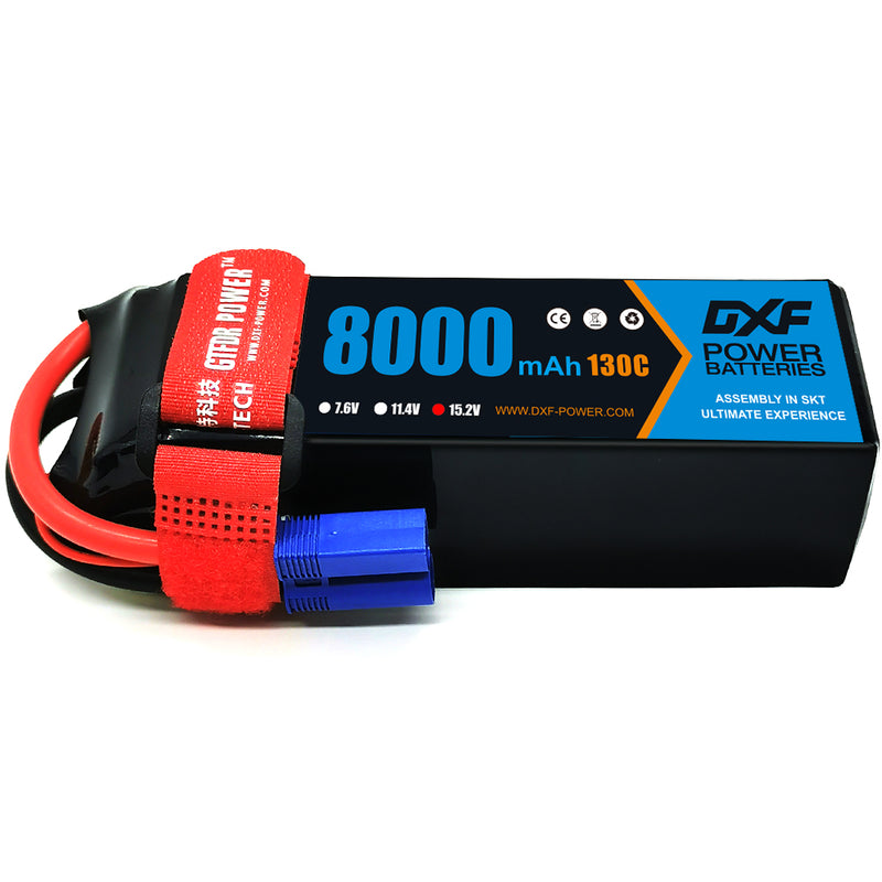 (CN)DXF 4S Lipo Battery 15.2V 130C 8000mAh Soft Case Battery with EC5 XT90 Connector for Car Truck Tank RC Buggy Truggy Racing Hobby