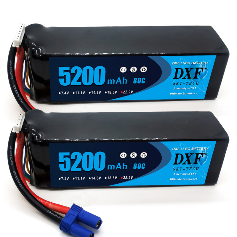 (EU)DXF 6S Lipo Battery 22.2V 80C 5200mAh Soft Case Battery with EC5 XT90 Connector for Car Truck Tank RC Buggy Truggy Racing Hobby