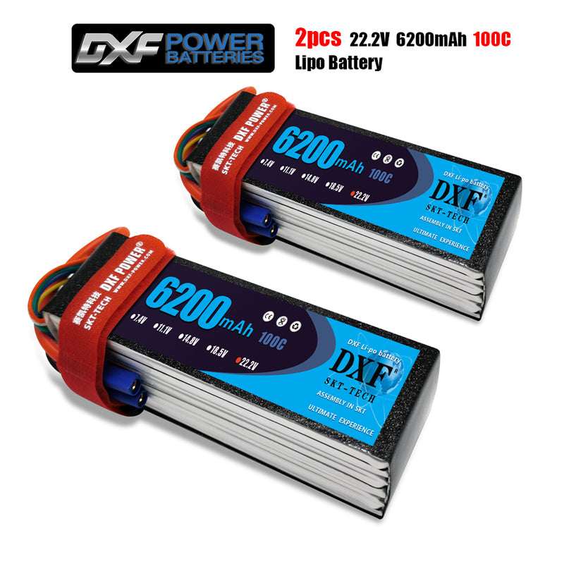 (CN)DXF 6S Lipo Battery 22.2V 100C 6200mAh Soft Case Battery with EC5 XT90 Connector for Car Truck Tank RC Buggy Truggy Racing Hobby