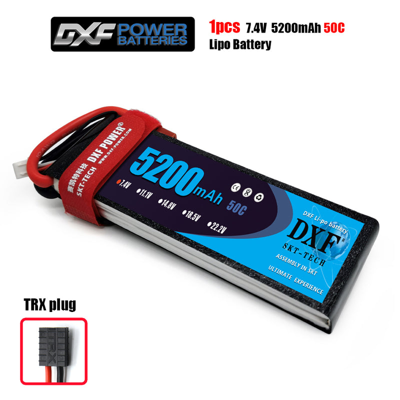 (CN)DXF 2S Lipo Battery 7.4V 50C 5200mAh Soft Case Battery with EC5 XT90 Connector for Car Truck Tank RC Buggy Truggy Racing Hobby